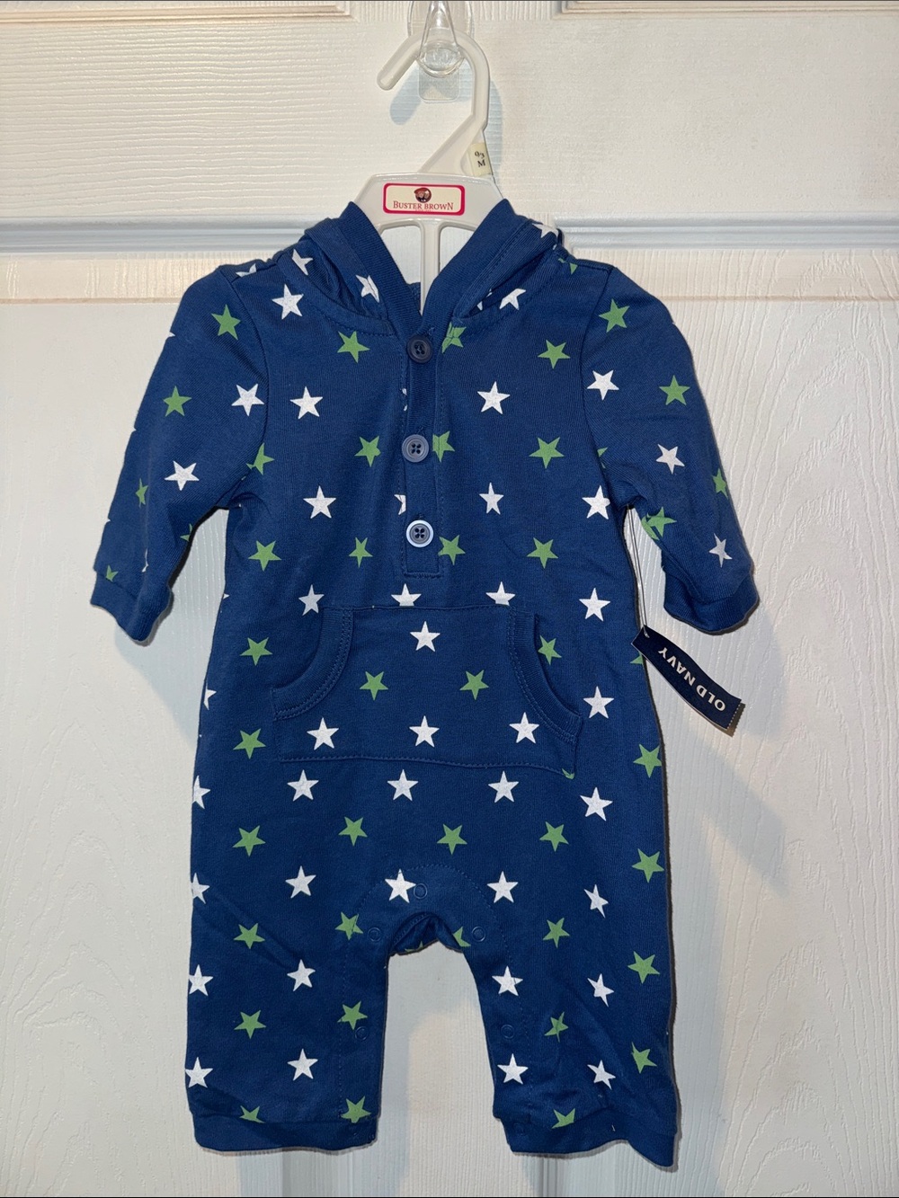 0-3 Months Old Navy Navy Hooded Star-Print One-Piece